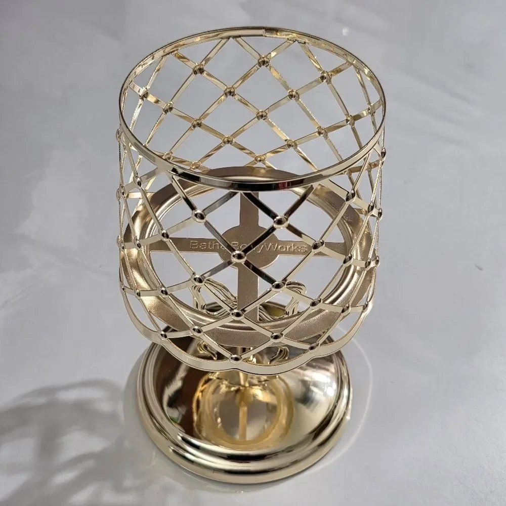 Bath & Body Works Elegant Gold Bow Lamp 3-Wick Candle Holder Fancy New RARE